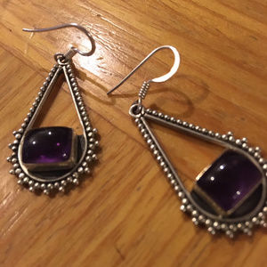 Sterling Silver Dangle Earrings with Amethyst